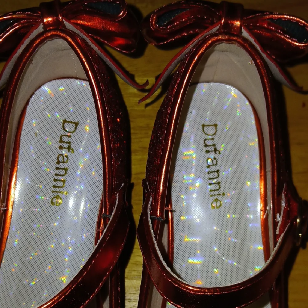 Dufannie Glittery Red Kids Shoes with Bow